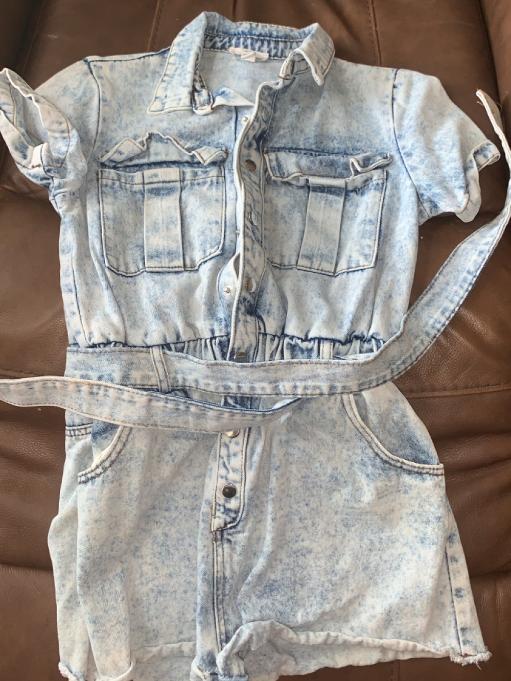 privy Light Wash Denim Romper